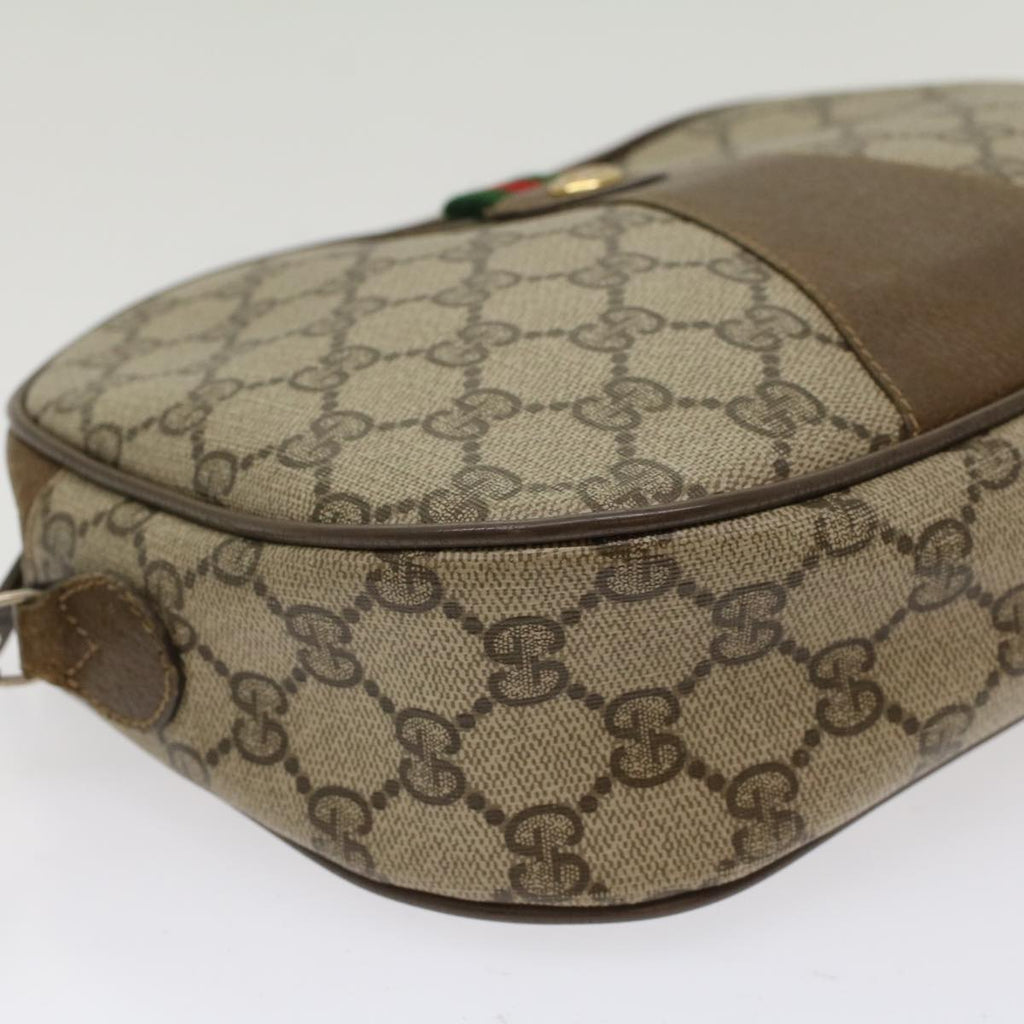 GUCCI GG Canvas Web Sherry Line Clutch Bag PVC Leather Beige Red ep1269