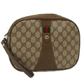 GUCCI GG Canvas Web Sherry Line Clutch Bag PVC Leather Beige Red ep1269