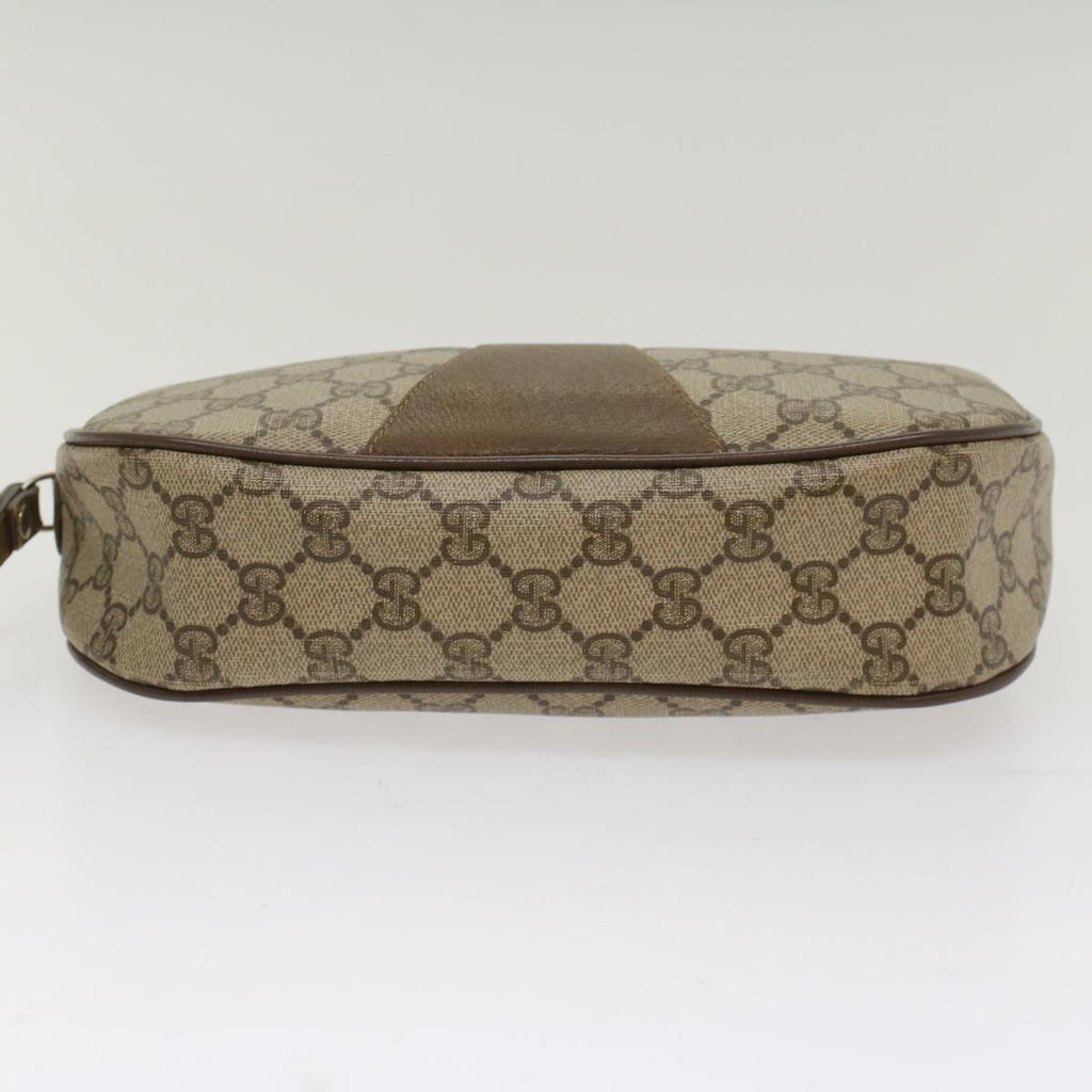 GUCCI GG Canvas Web Sherry Line Clutch Bag PVC Leather Beige Red ep1269