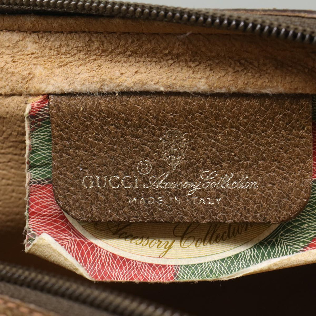 GUCCI GG Canvas Web Sherry Line Clutch Bag PVC Leather Beige Red ep1297