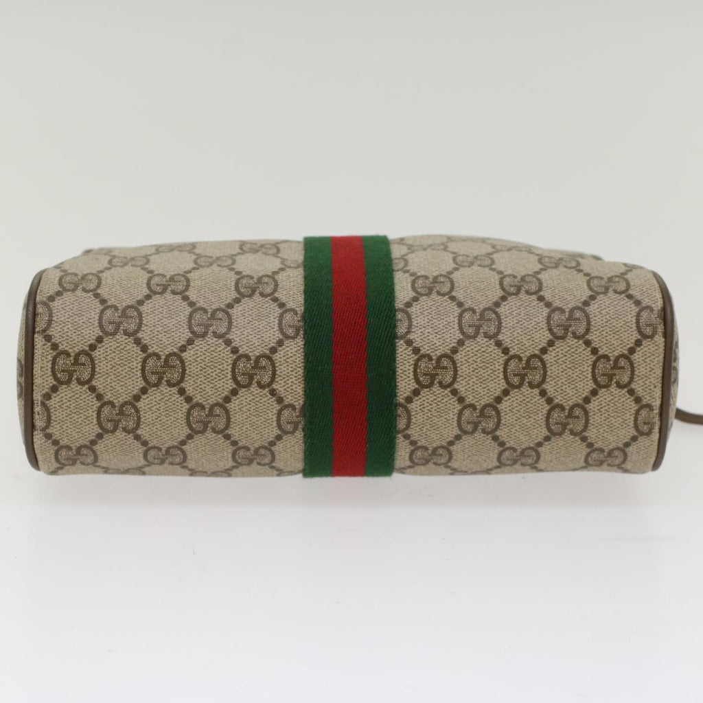 GUCCI GG Canvas Web Sherry Line Clutch Bag PVC Leather Beige Red ep1297