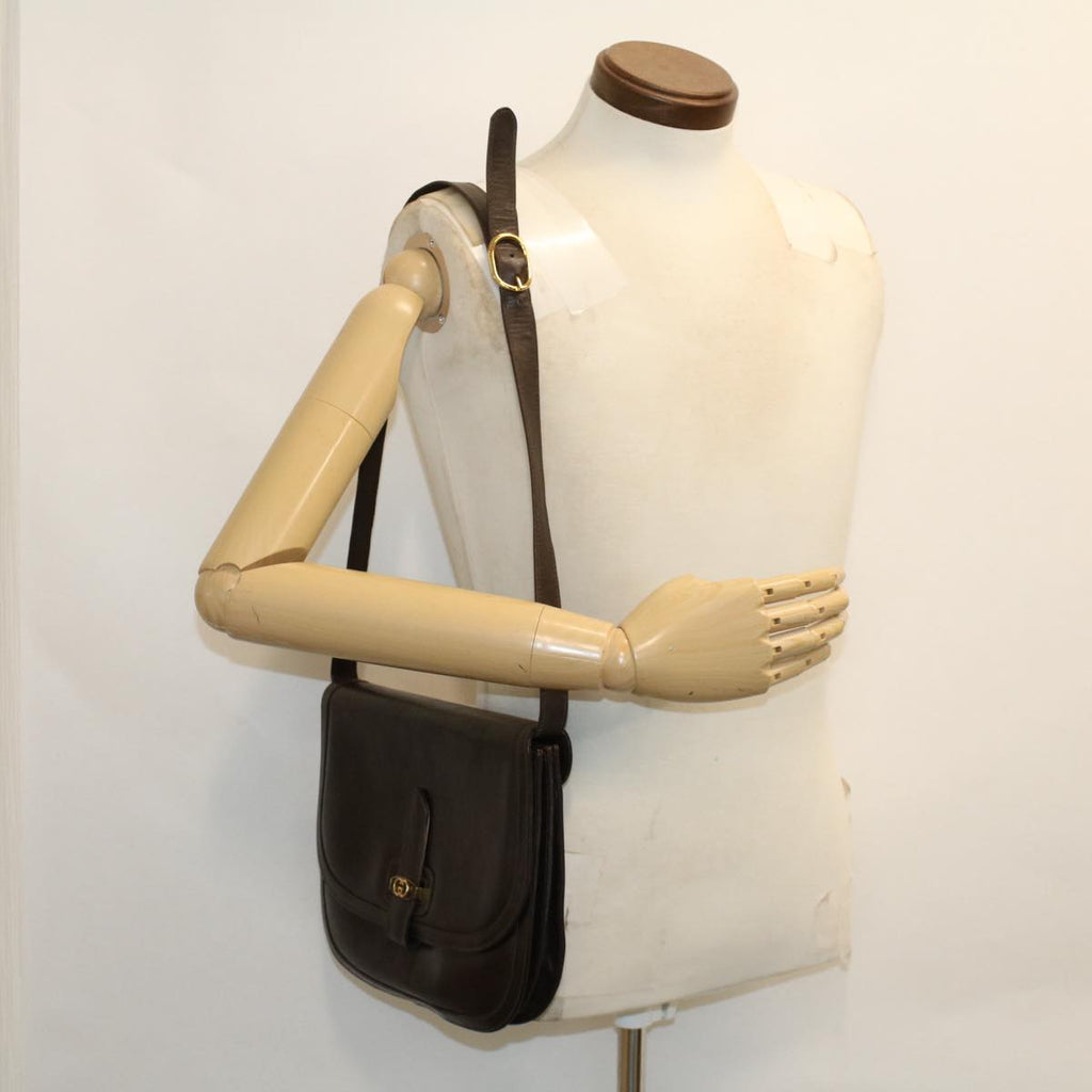 GUCCI Shoulder Bag Leather Brown ep1303