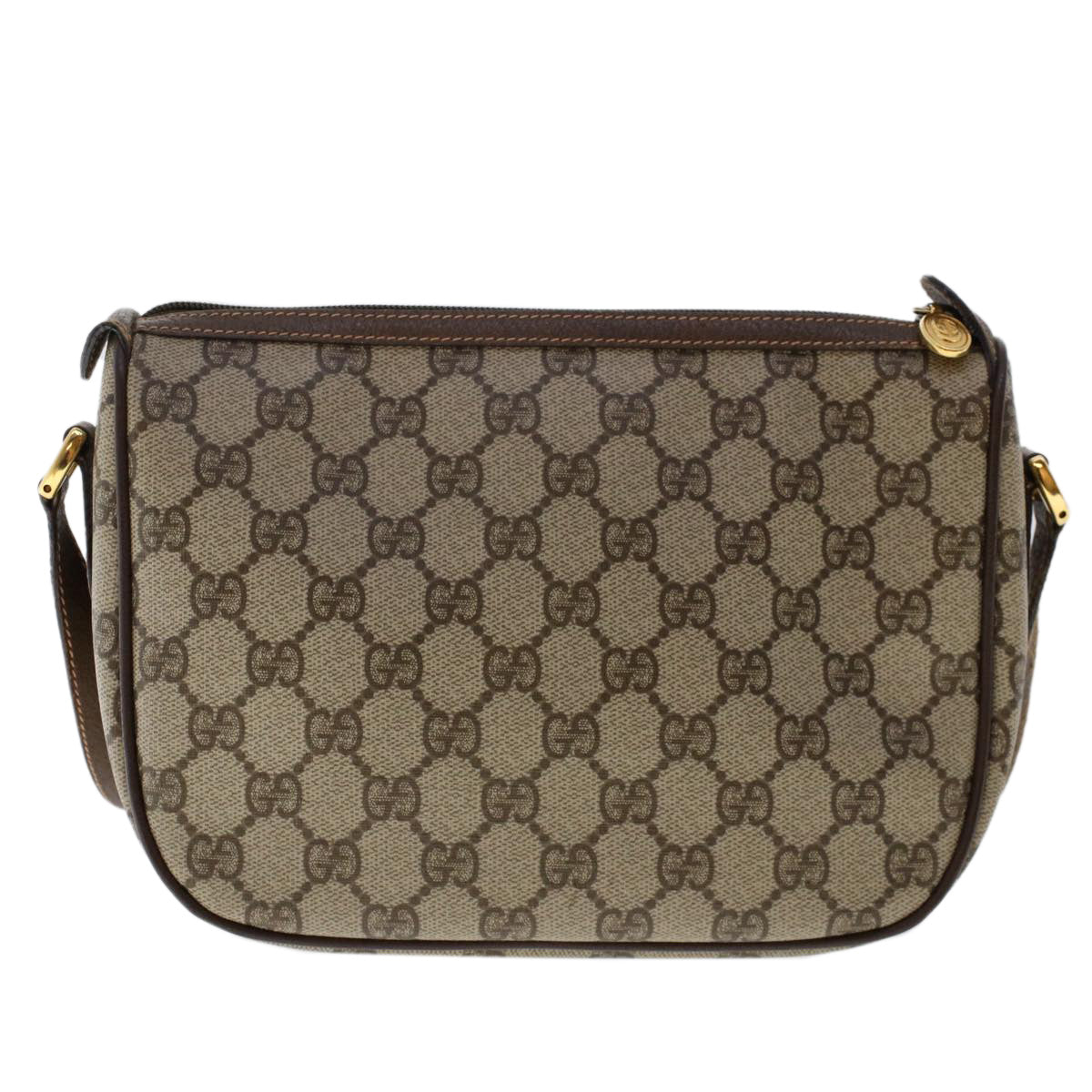 GUCCI GG Canvas Web Sherry Line Shoulder Bag PVC Leather Beige Red ep1332