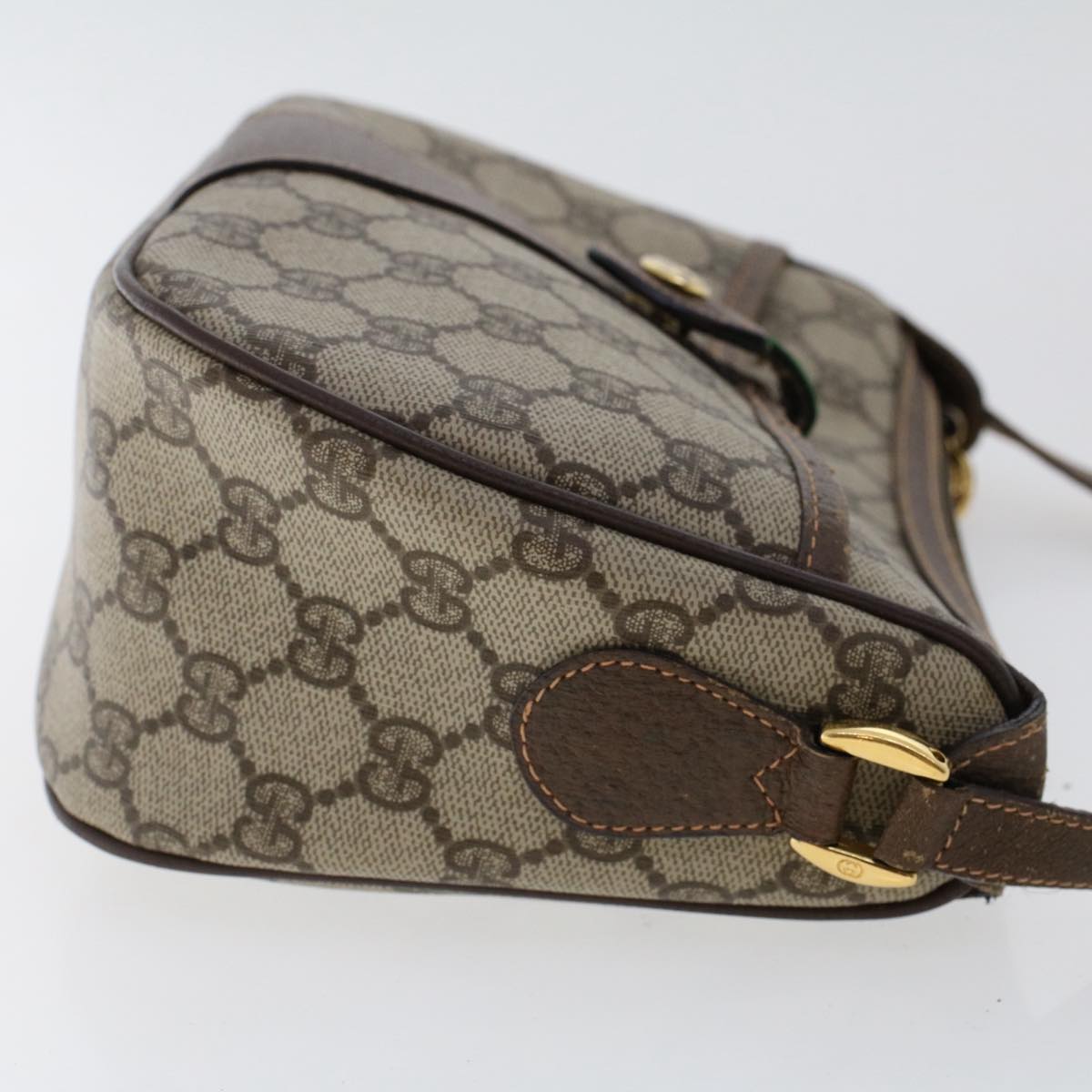 GUCCI GG Canvas Web Sherry Line Shoulder Bag PVC Leather Beige Red ep1332