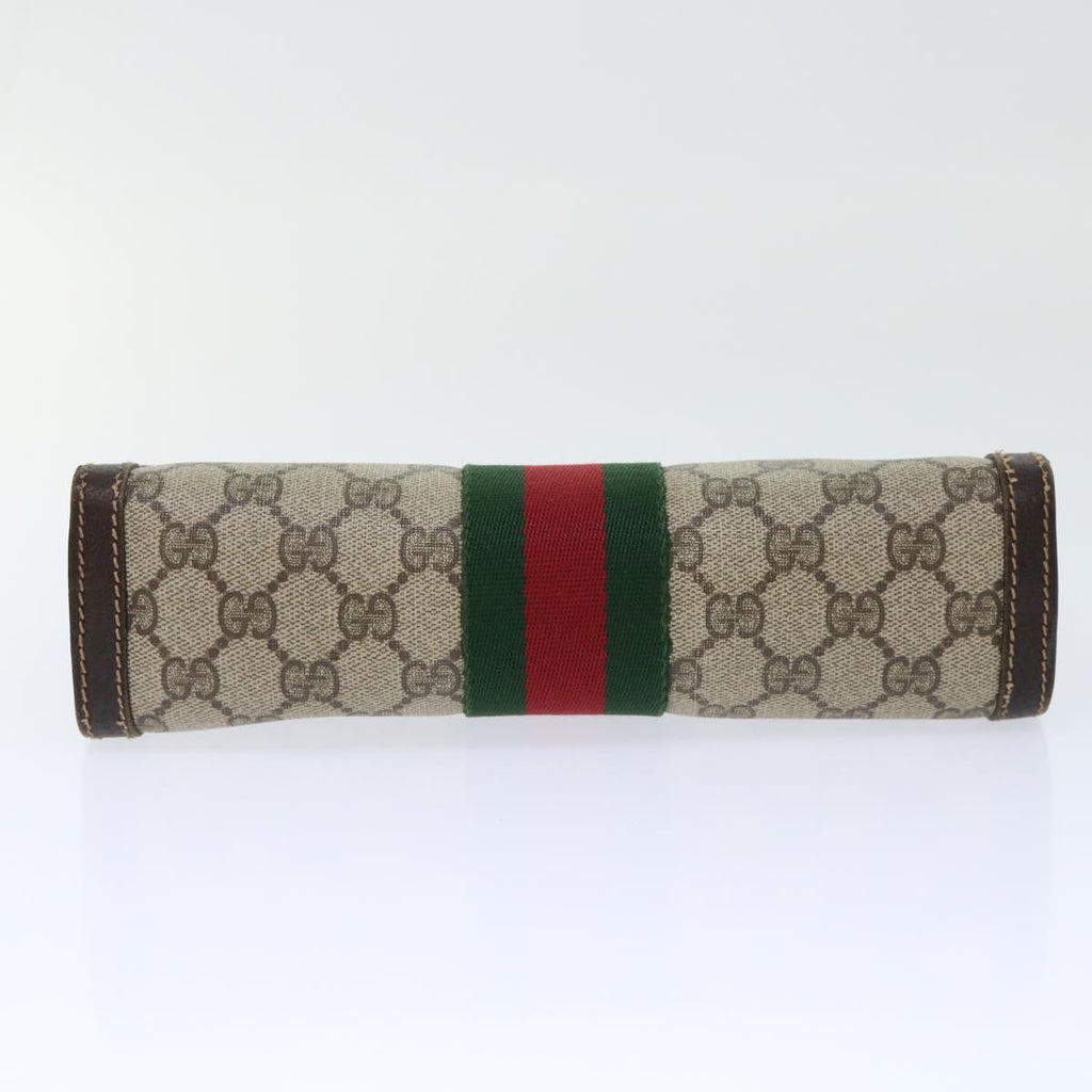 GUCCI GG Canvas Web Sherry Line Clutch Bag PVC Leather Beige Red ep1343