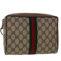 GUCCI GG Canvas Web Sherry Line Clutch Bag PVC Leather Beige Red ep1362