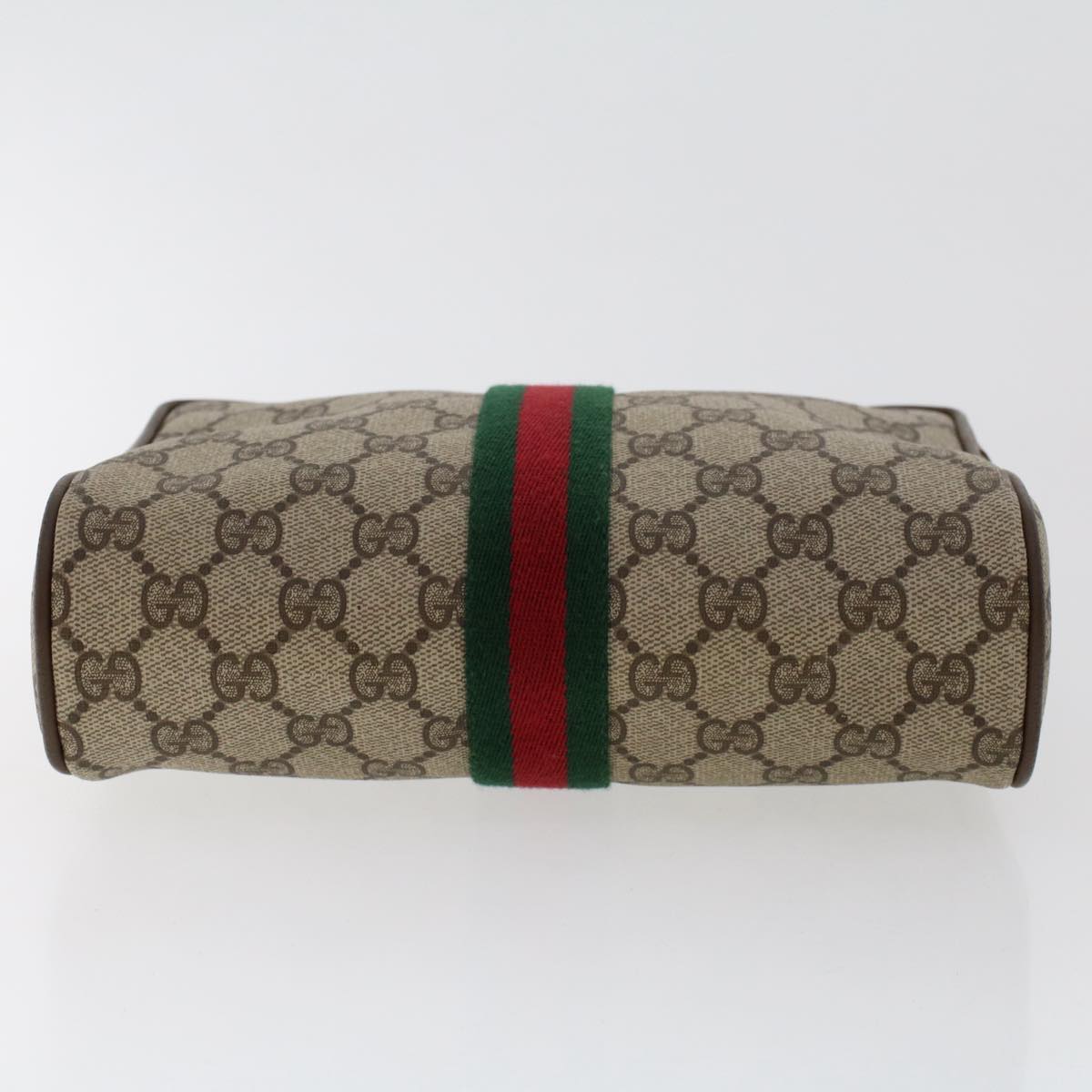 GUCCI GG Canvas Web Sherry Line Clutch Bag PVC Leather Beige Red ep1362