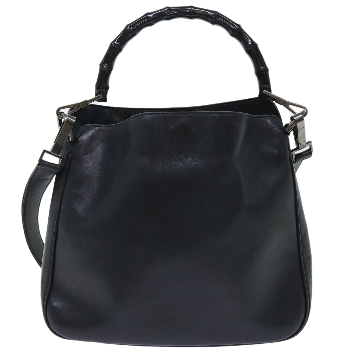 GUCCI Bamboo Hand Bag Leather 2way Black 001•1638•001364 ep1366