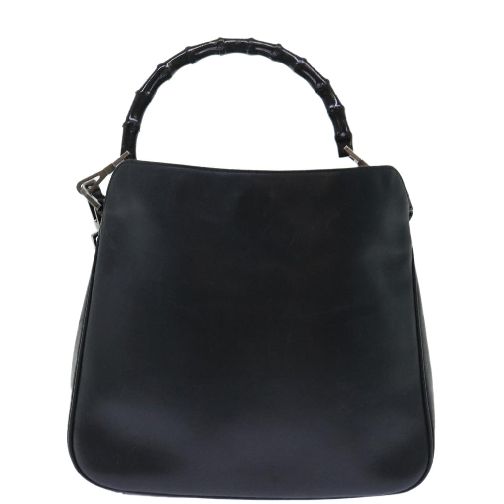 GUCCI Bamboo Hand Bag Leather 2way Black 001•1638•001364 ep1366