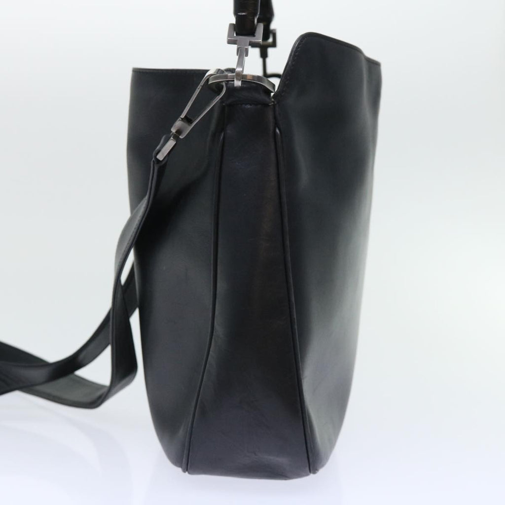 GUCCI Bamboo Hand Bag Leather 2way Black 001•1638•001364 ep1366