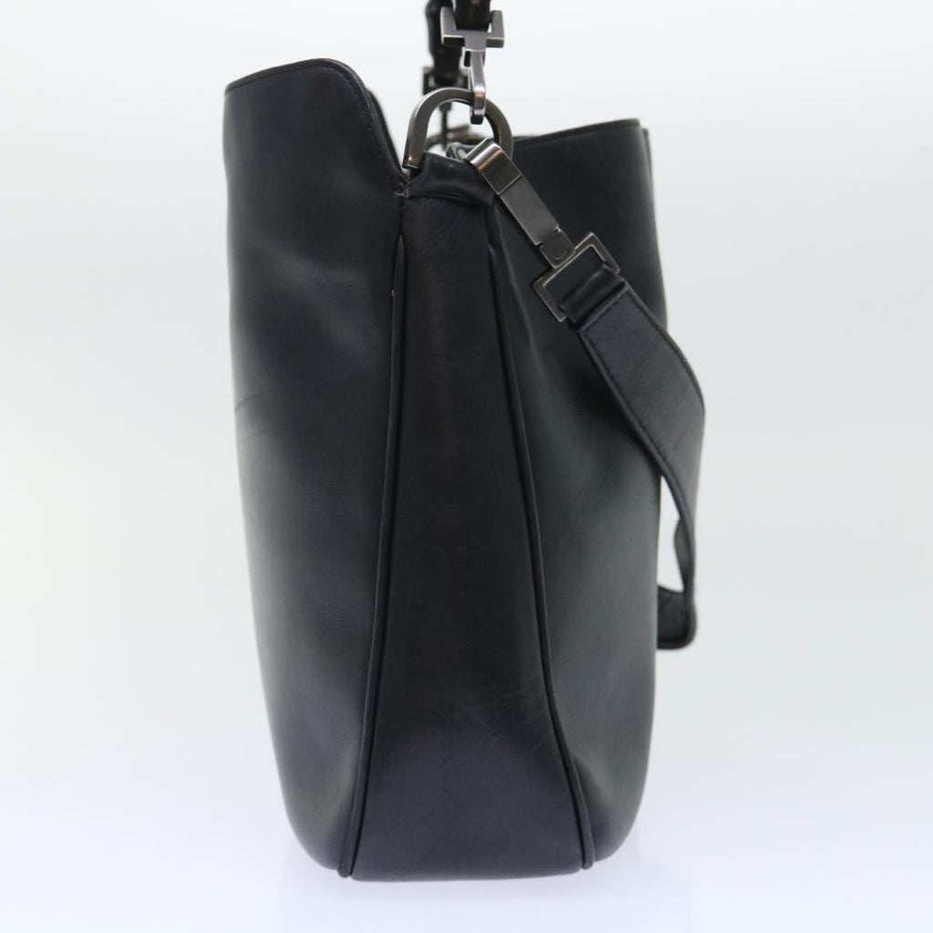 GUCCI Bamboo Hand Bag Leather 2way Black 001•1638•001364 ep1366