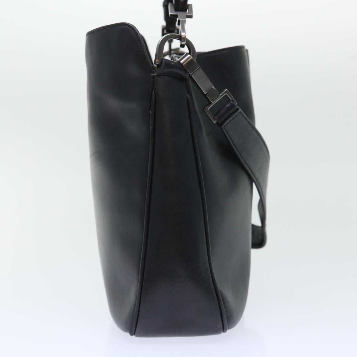 GUCCI Bamboo Hand Bag Leather 2way Black 001•1638•001364 ep1366