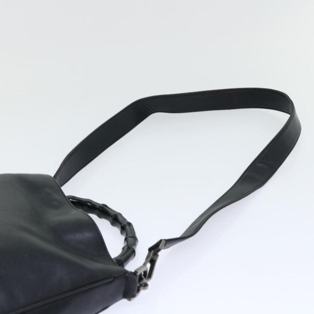 GUCCI Bamboo Hand Bag Leather 2way Black 001•1638•001364 ep1366