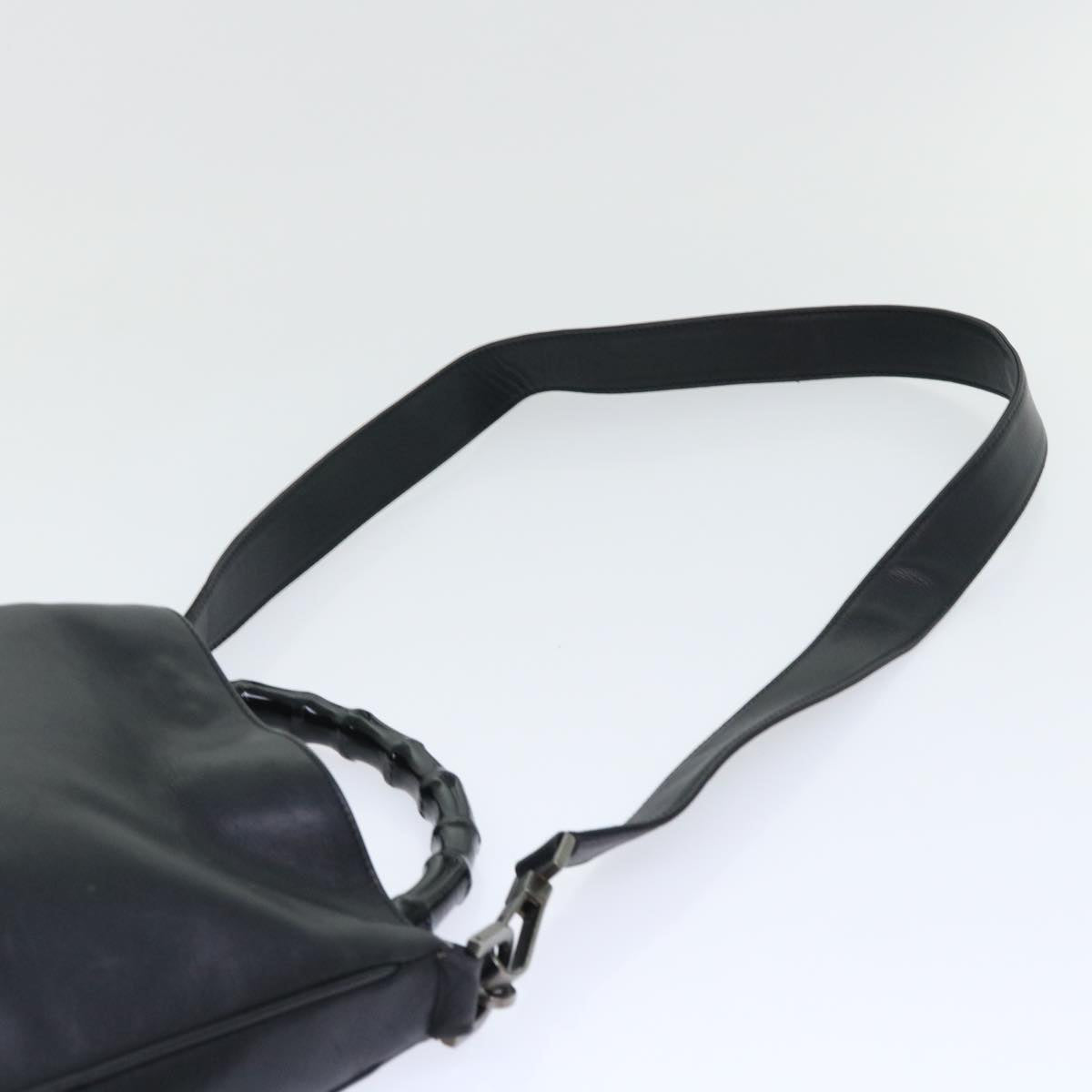 GUCCI Bamboo Hand Bag Leather 2way Black 001•1638•001364 ep1366