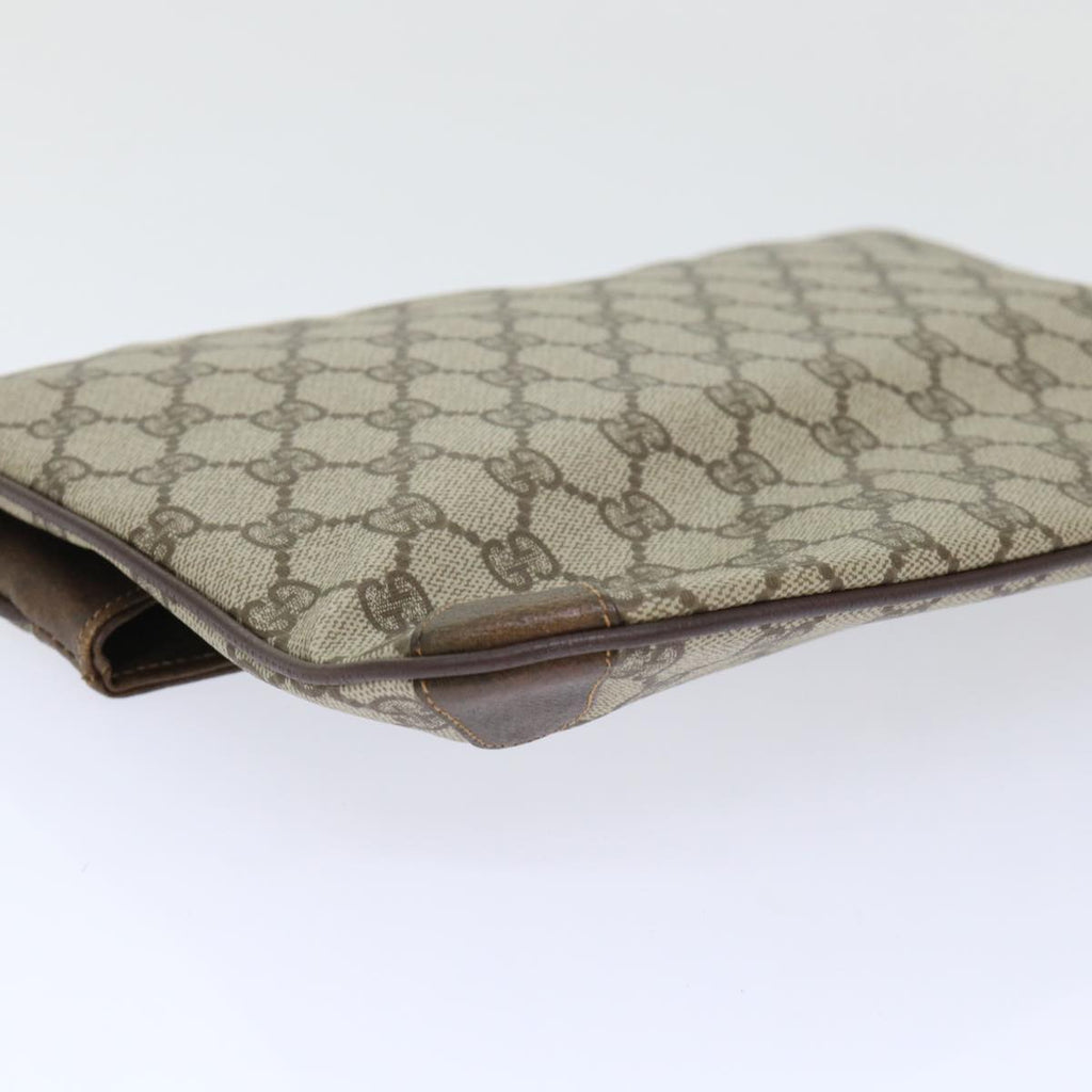 GUCCI GG Canvas Clutch Bag PVC Leather Beige ep1382