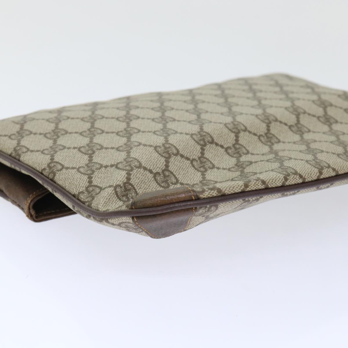 GUCCI GG Canvas Clutch Bag PVC Leather Beige ep1382