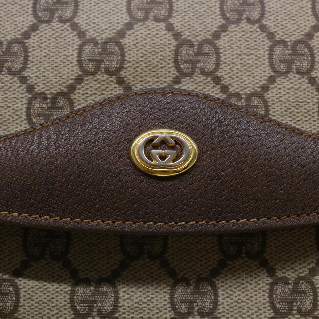 GUCCI GG Canvas Clutch Bag PVC Leather Beige ep1382