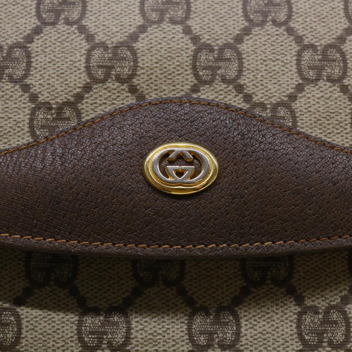 GUCCI GG Canvas Clutch Bag PVC Leather Beige ep1382