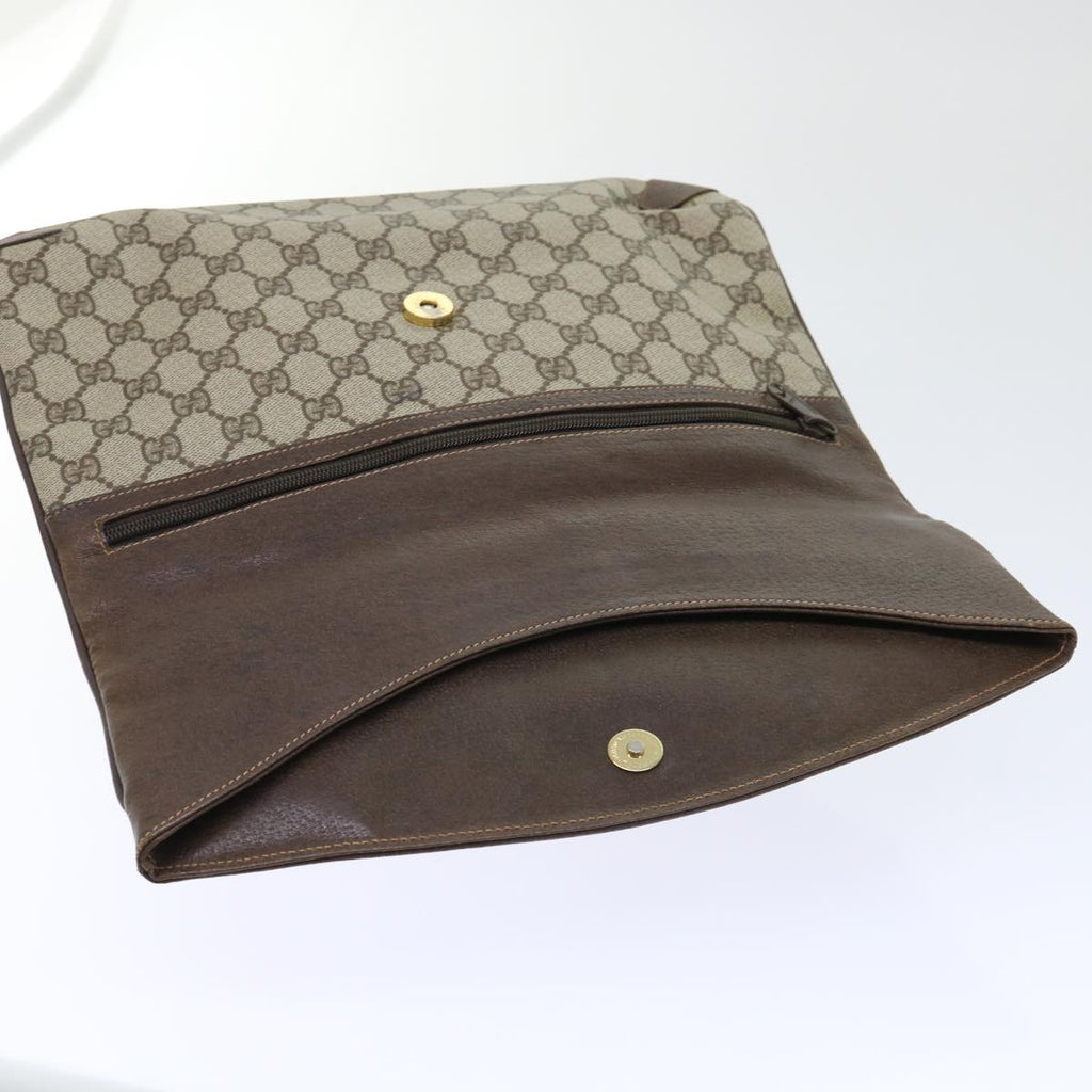 GUCCI GG Canvas Clutch Bag PVC Leather Beige ep1382