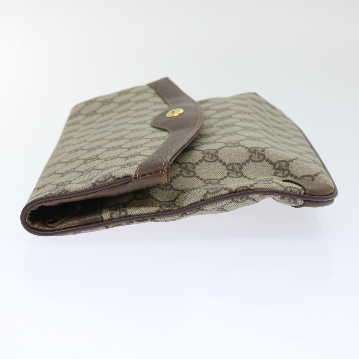 GUCCI GG Canvas Clutch Bag PVC Leather Beige ep1382