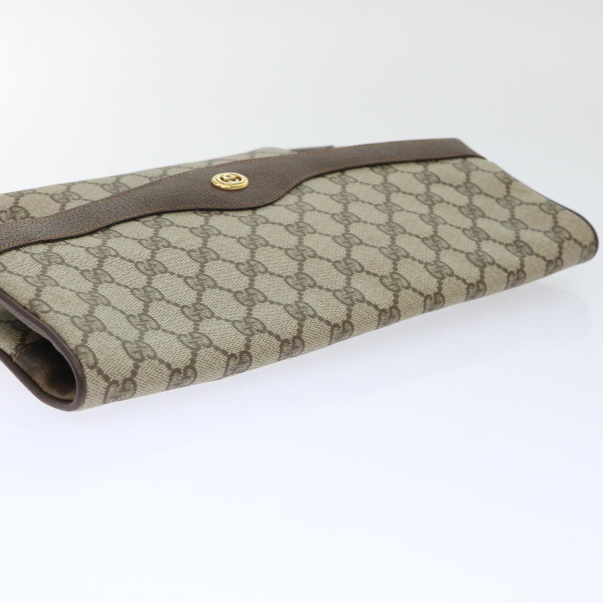 GUCCI GG Canvas Clutch Bag PVC Leather Beige ep1382