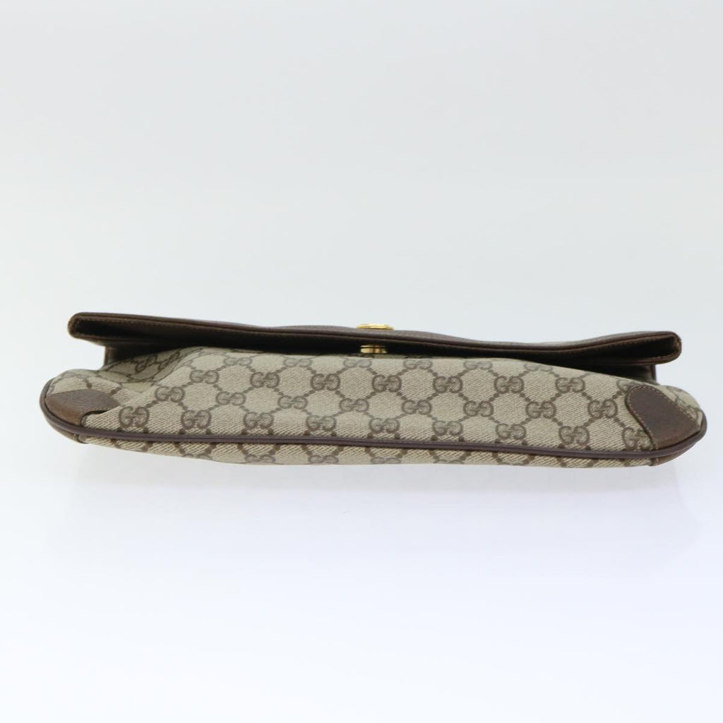 GUCCI GG Canvas Clutch Bag PVC Leather Beige ep1382