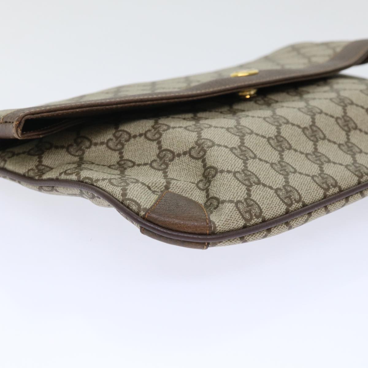 GUCCI GG Canvas Clutch Bag PVC Leather Beige ep1382