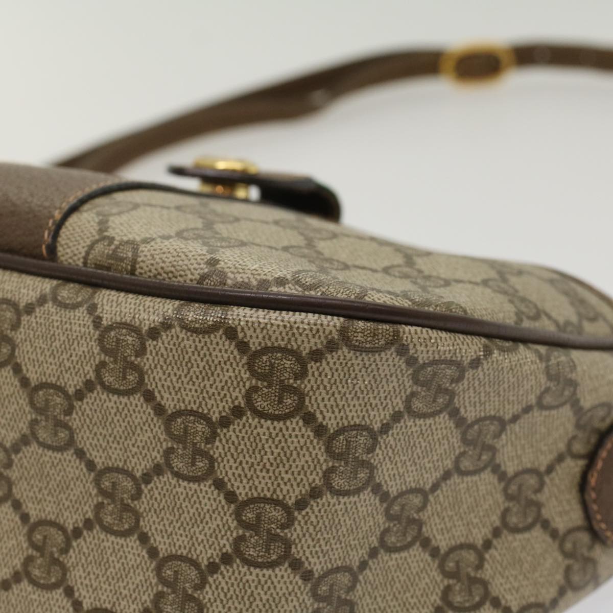 GUCCI GG Canvas Web Sherry Line Shoulder Bag PVC Leather Beige Red ep1392