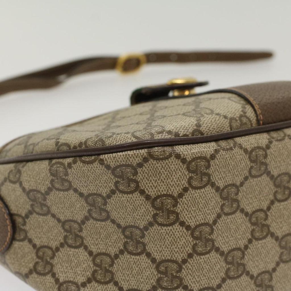 GUCCI GG Canvas Web Sherry Line Shoulder Bag PVC Leather Beige Red ep1392
