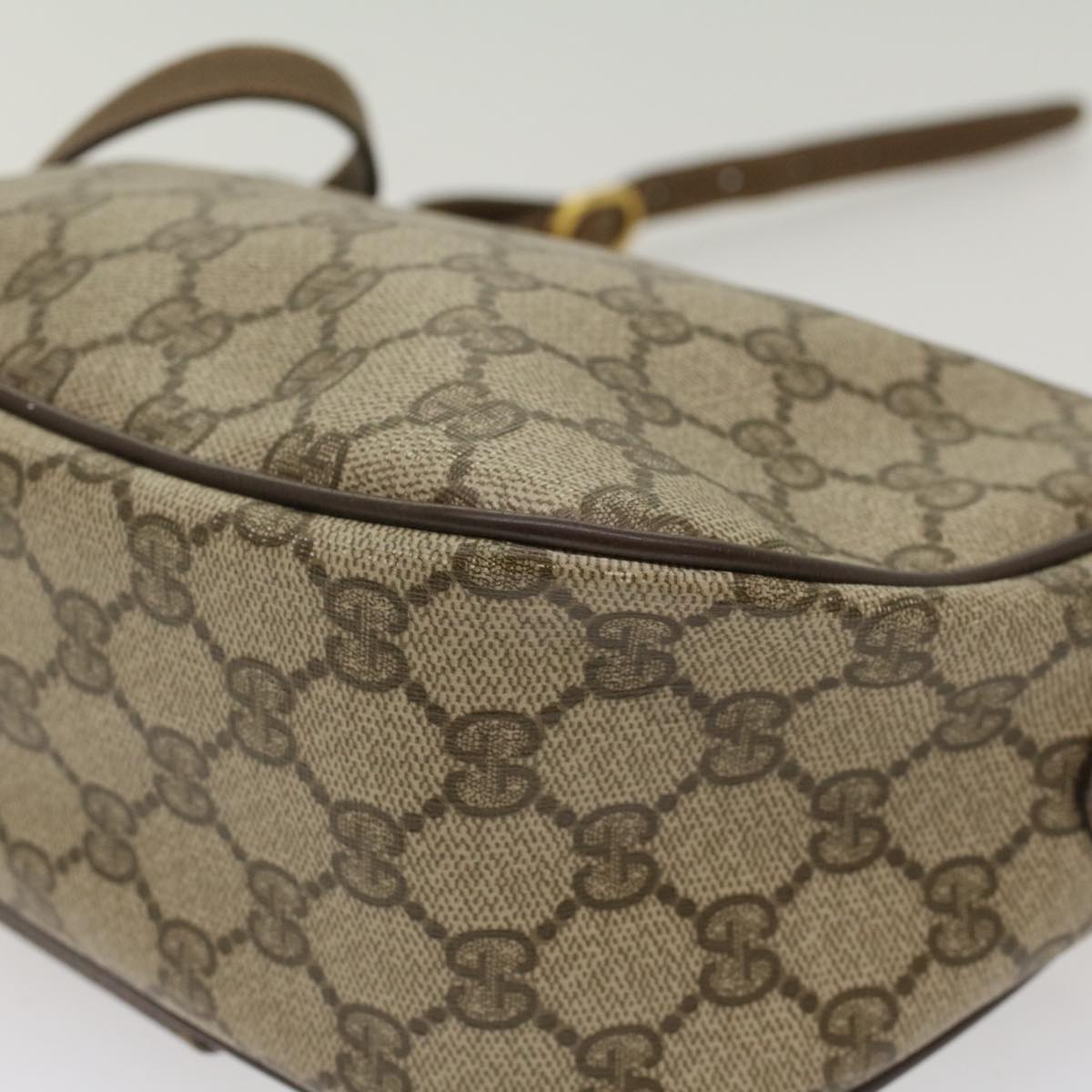 GUCCI GG Canvas Web Sherry Line Shoulder Bag PVC Leather Beige Red ep1392