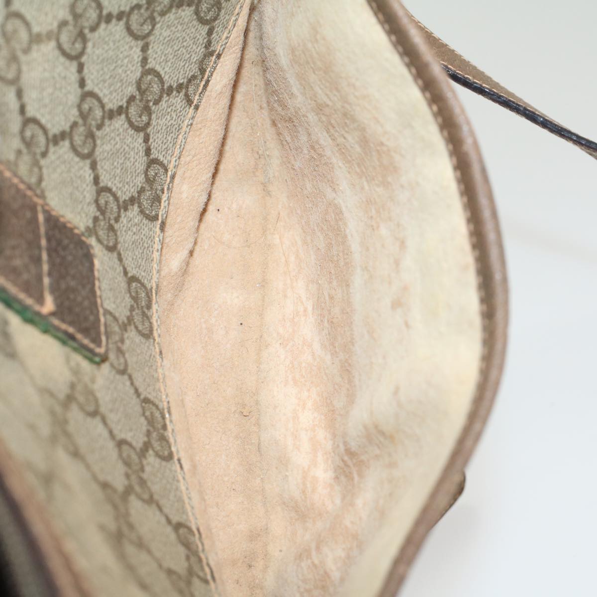 GUCCI GG Canvas Web Sherry Line Shoulder Bag PVC Leather Beige Red ep1392