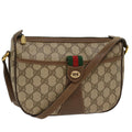 GUCCI GG Canvas Web Sherry Line Shoulder Bag PVC Leather Beige Red ep1392