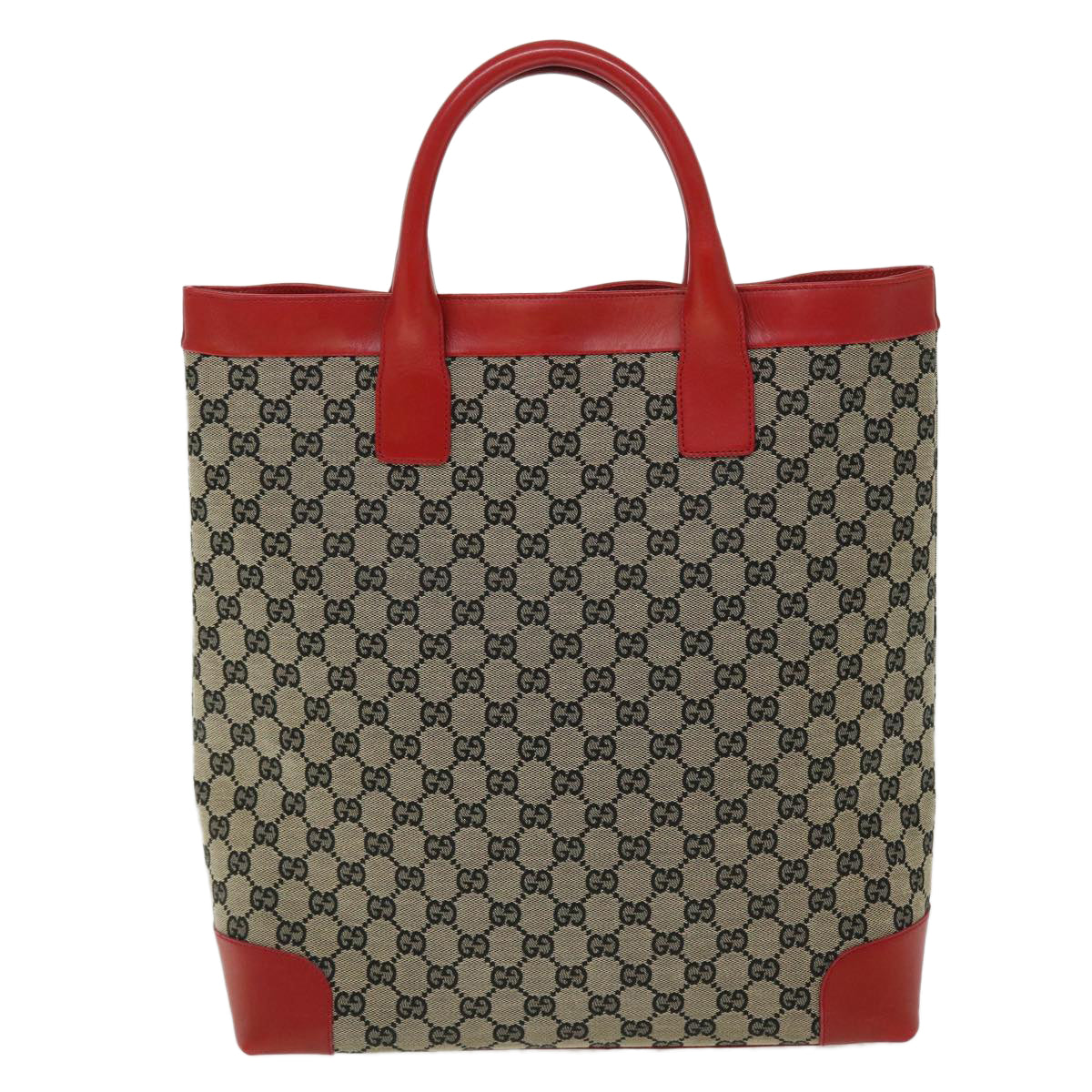 GUCCI GG Canvas Tote Bag Beige Black Red ep1412