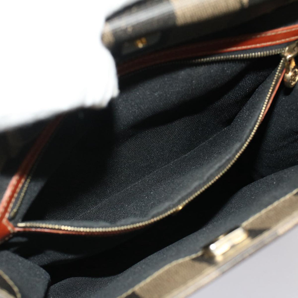 FENDI Pecan Canvas Shoulder Bag Brown ep1432