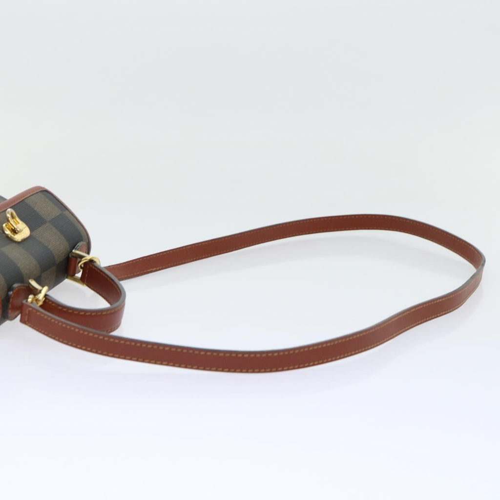 FENDI Pecan Canvas Shoulder Bag PVC Leather 2way Khaki Brown ep1539