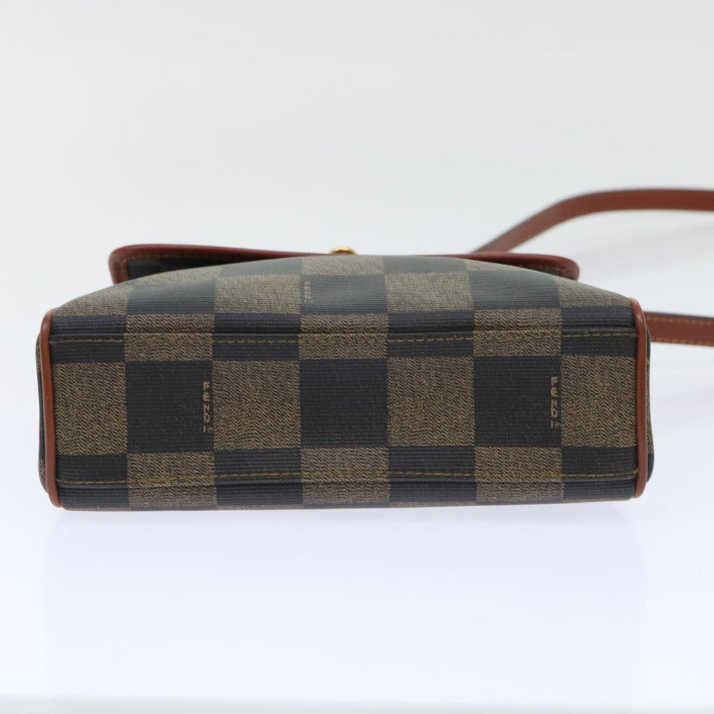 FENDI Pecan Canvas Shoulder Bag PVC Leather 2way Khaki Brown ep1539