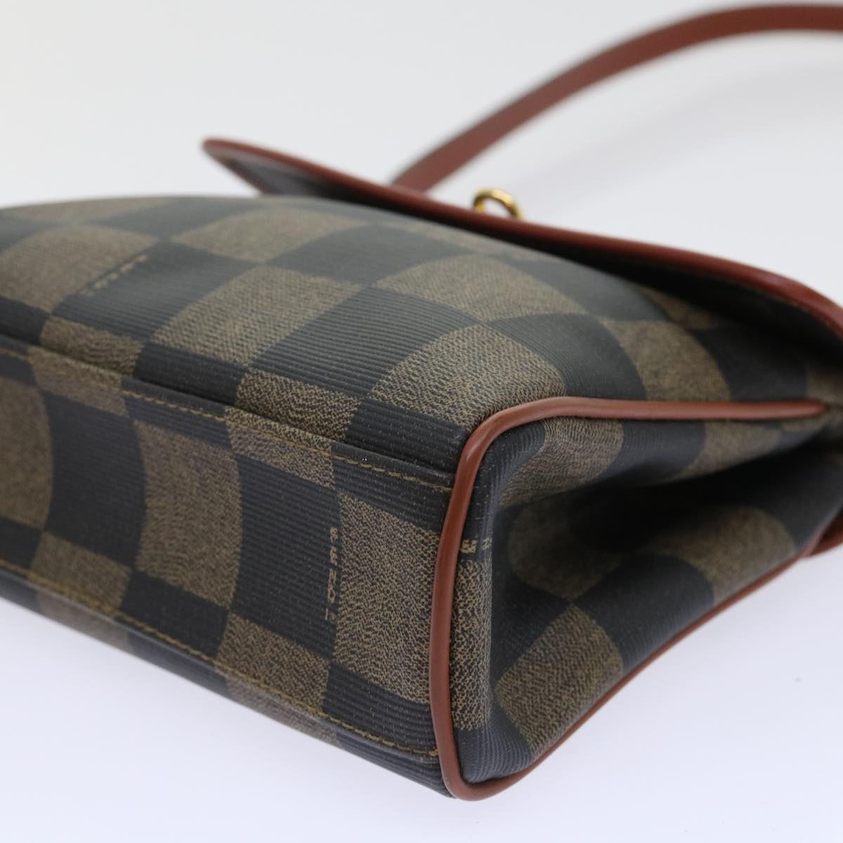FENDI Pecan Canvas Shoulder Bag PVC Leather 2way Khaki Brown ep1539