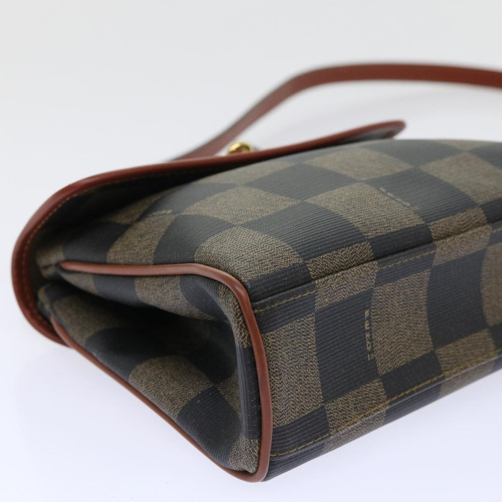 FENDI Pecan Canvas Shoulder Bag PVC Leather 2way Khaki Brown ep1539