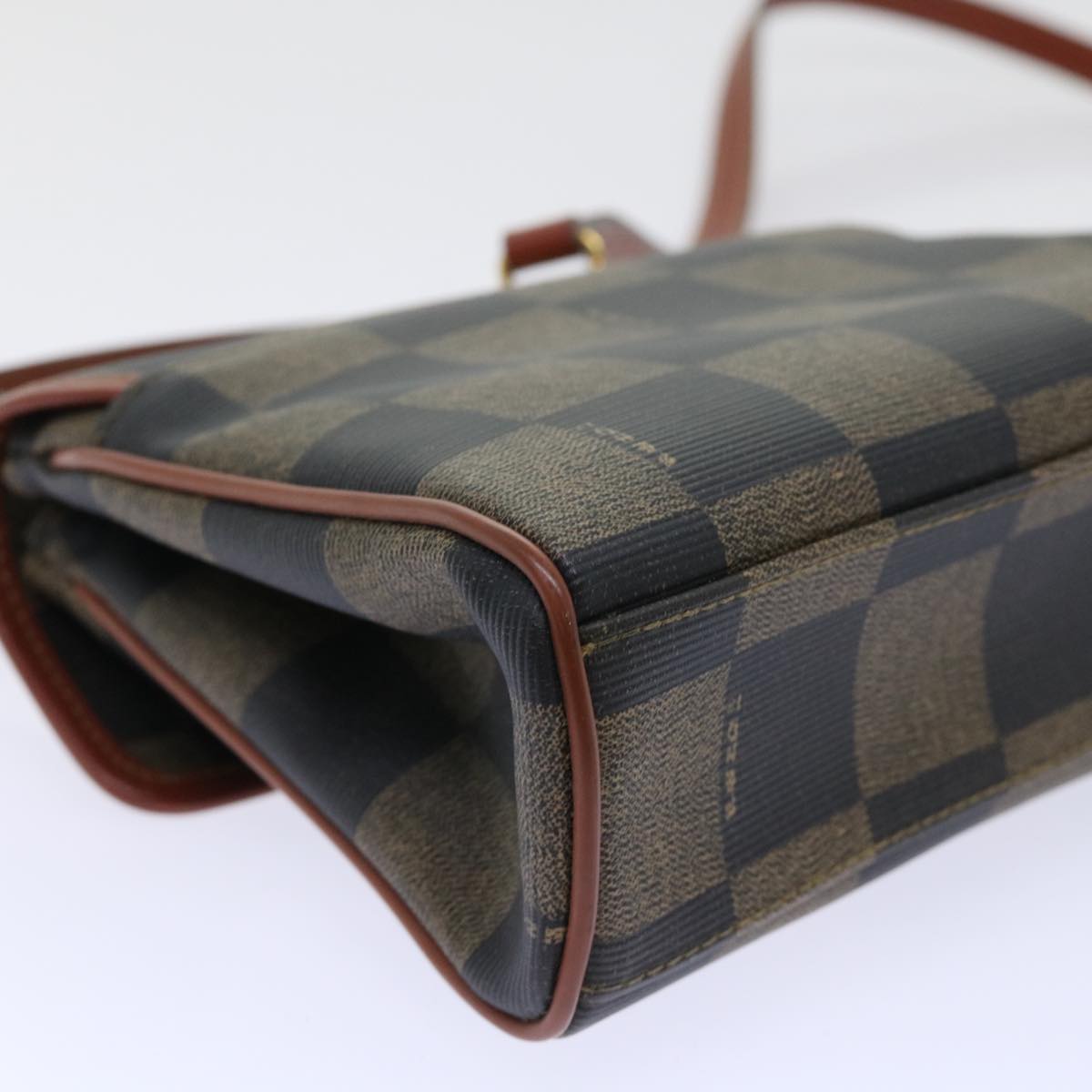 FENDI Pecan Canvas Shoulder Bag PVC Leather 2way Khaki Brown ep1539