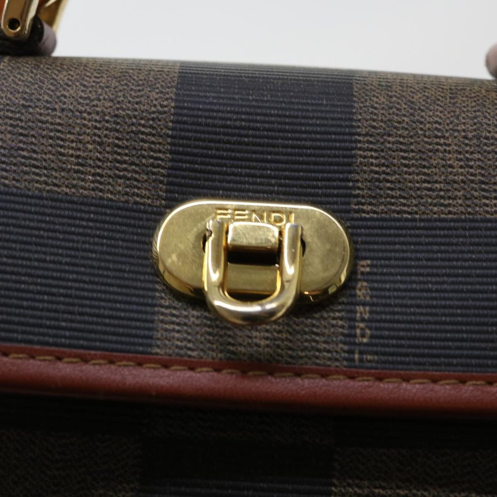 FENDI Pecan Canvas Shoulder Bag PVC Leather 2way Khaki Brown ep1539