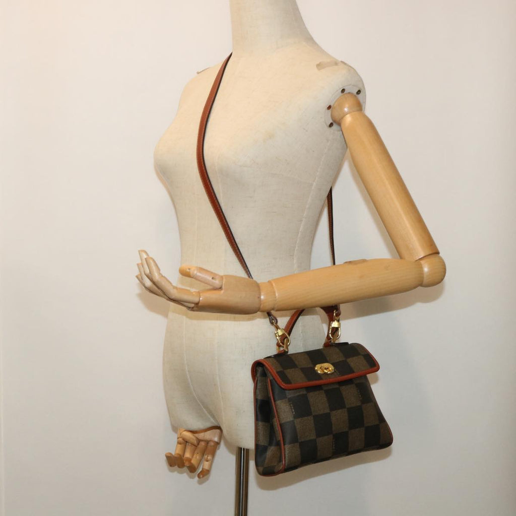FENDI Pecan Canvas Shoulder Bag PVC Leather 2way Khaki Brown ep1539