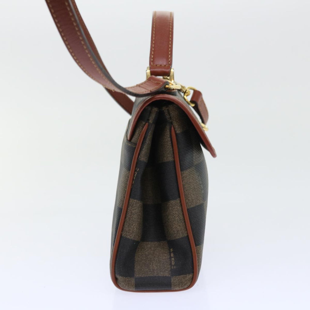 FENDI Pecan Canvas Shoulder Bag PVC Leather 2way Khaki Brown ep1539