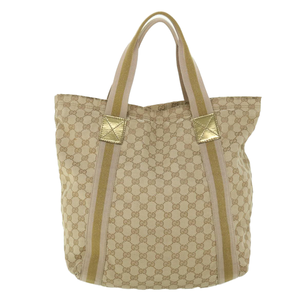 GUCCI GG Canvas Sherry Line Tote Bag Beige Pink gold 189669 ep1541