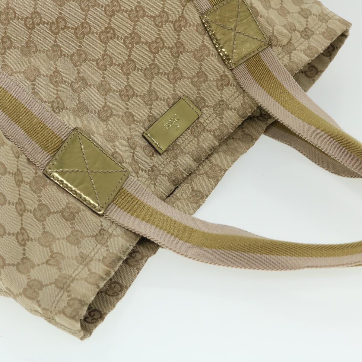 GUCCI GG Canvas Sherry Line Tote Bag Beige Pink gold 189669 ep1541