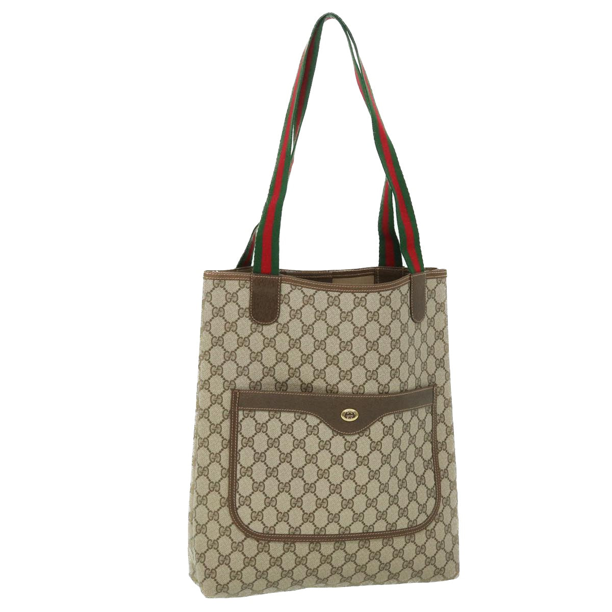 GUCCI GG Canvas Web Sherry Line Tote Bag PVC Leather Beige 40 02 003 ep1554
