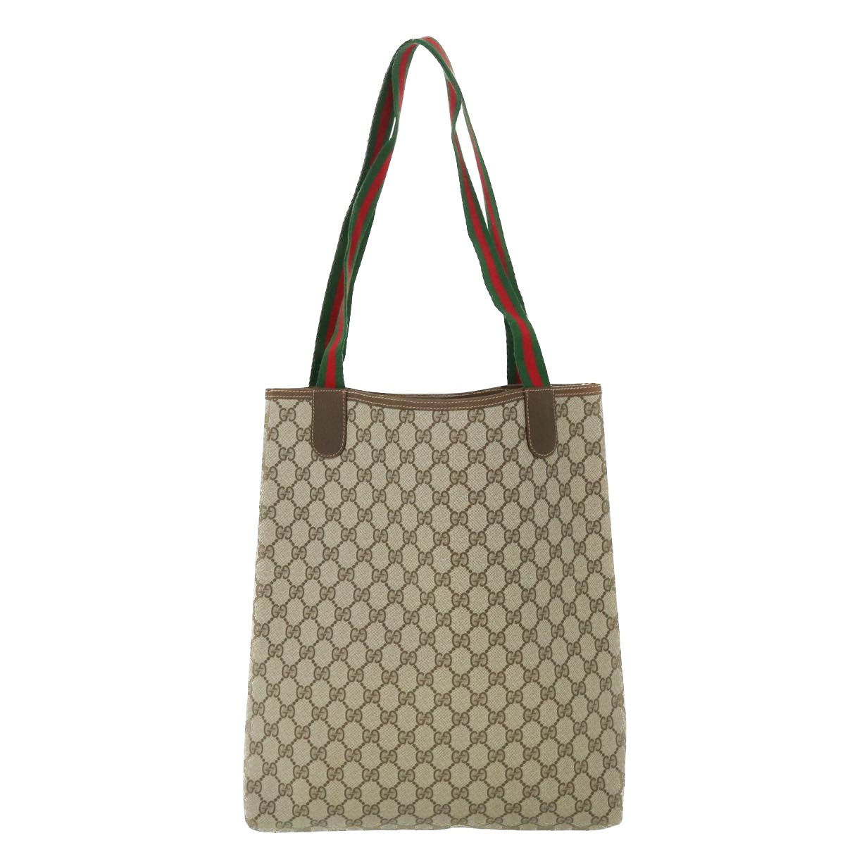 GUCCI GG Canvas Web Sherry Line Tote Bag PVC Leather Beige 40 02 003 ep1554