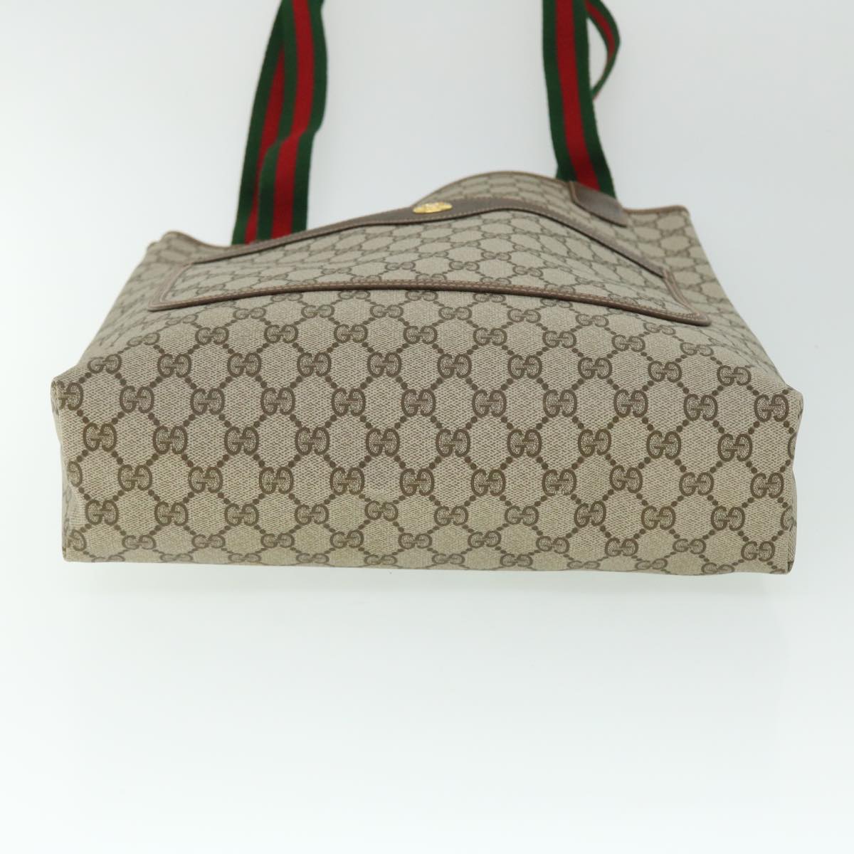 GUCCI GG Canvas Web Sherry Line Tote Bag PVC Leather Beige 40 02 003 ep1554