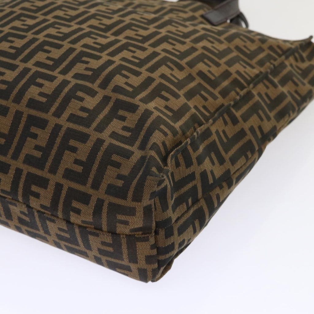 FENDI Zucca Canvas Tote Bag Nylon Brown Black ep1558