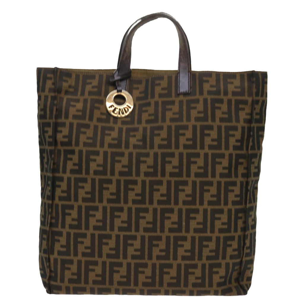 FENDI Zucca Canvas Tote Bag Nylon Brown Black ep1558