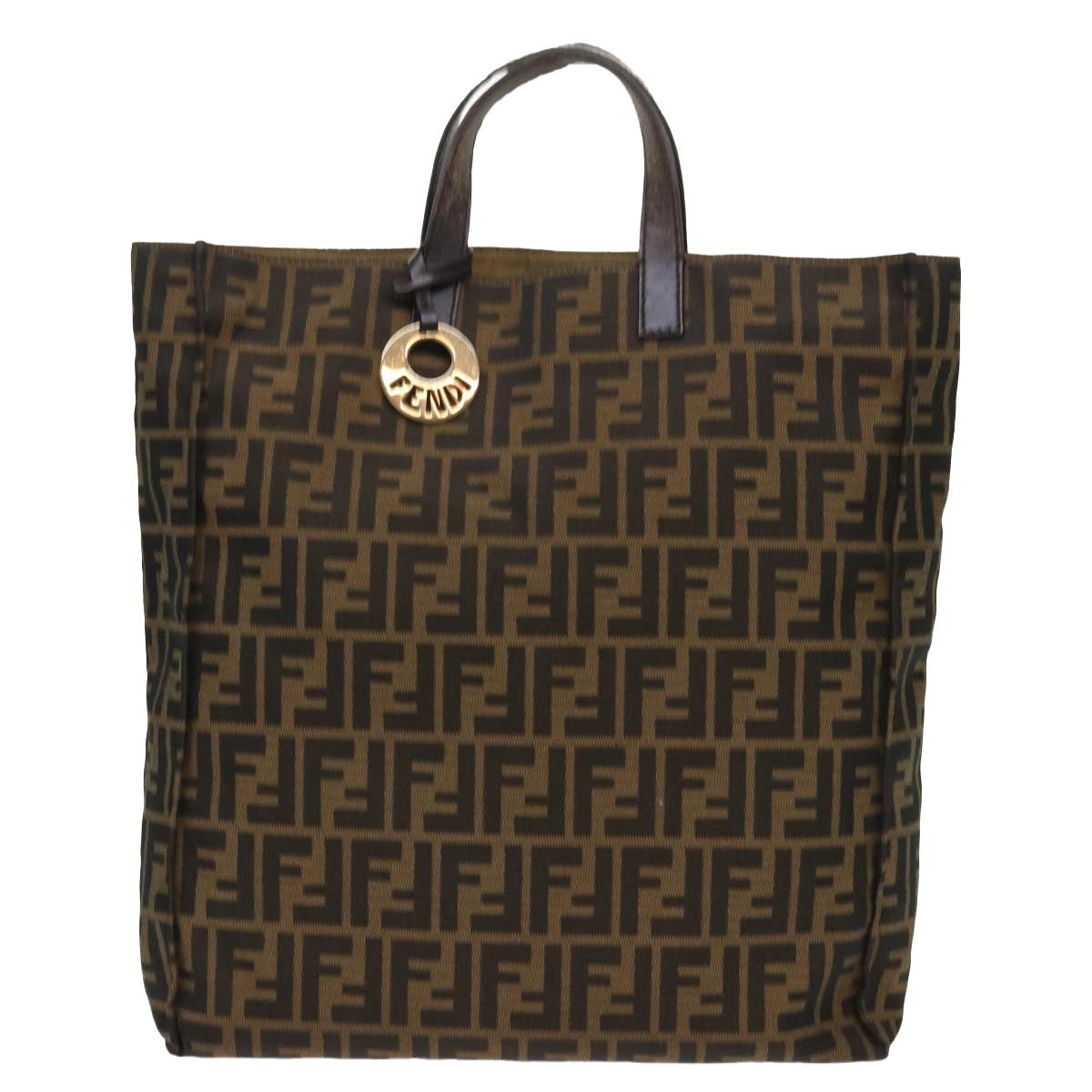 FENDI Zucca Canvas Tote Bag Nylon Brown Black ep1558
